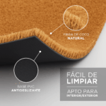 Felpudo Soy Concha, entro: fibra de coco natural, base de PVC antideslizante, interior y exterior